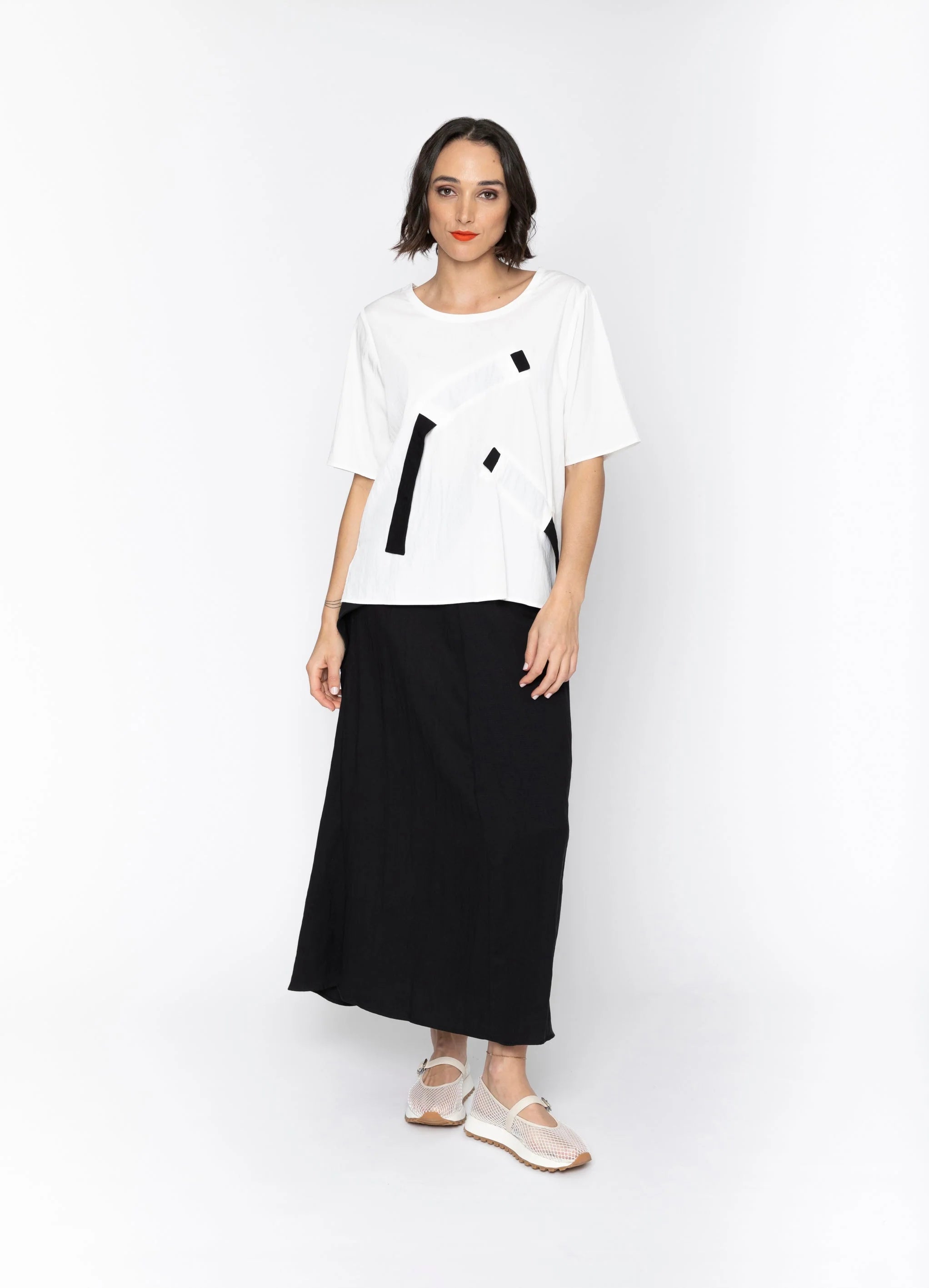 BLACKLIST - Dallas Top White with Black trim