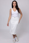 HONEY DENIM - Claire Denim Midi Skirt White