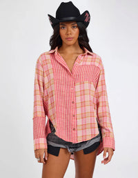 ONE TEASPOON - Pink Flannel Check Shirt