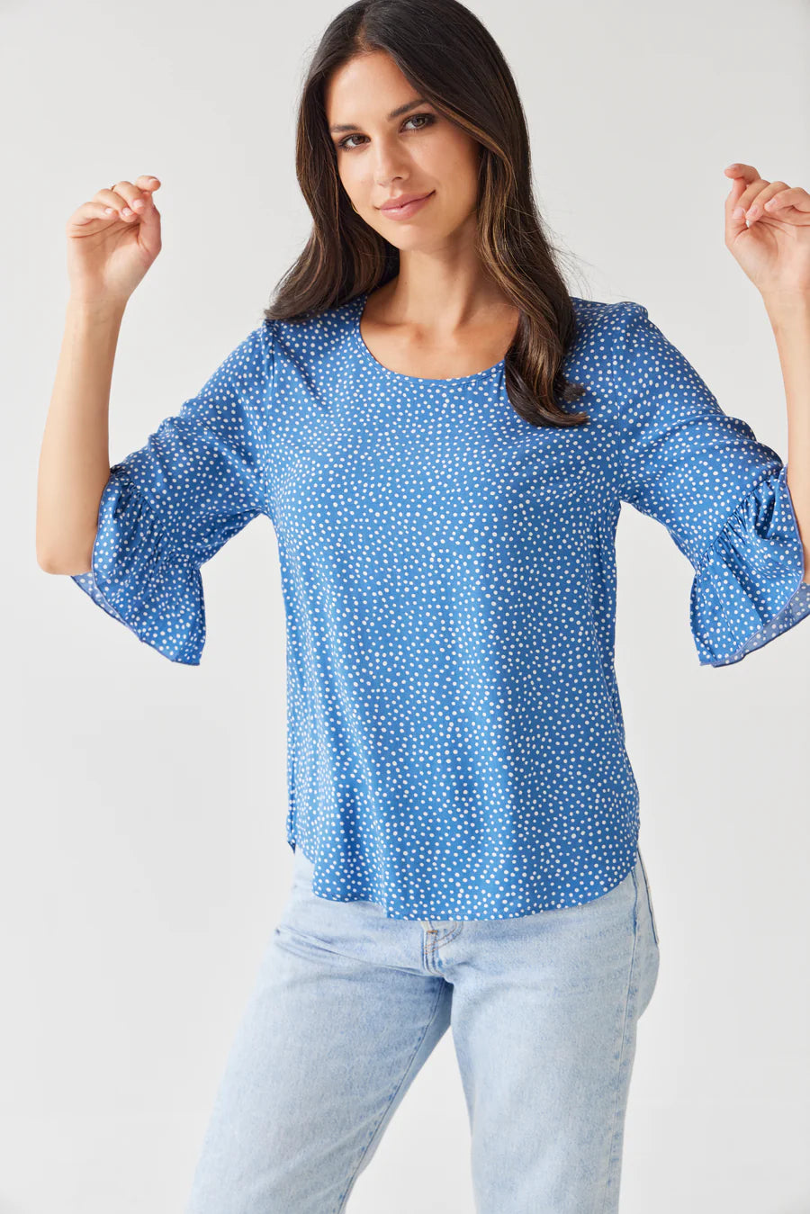 TUESDAY LABEL - Narelle Top (Blue Polka)