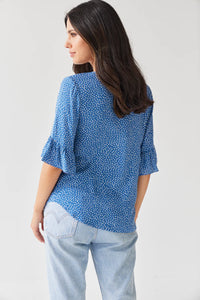 TUESDAY LABEL - Narelle Top (Blue Polka)