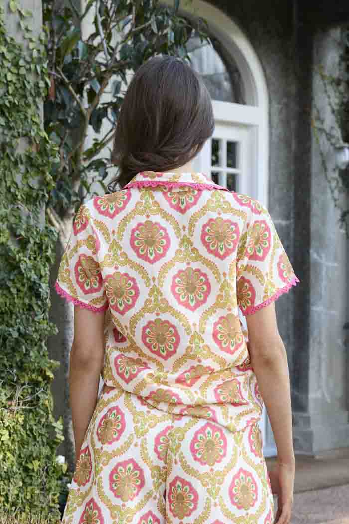 AUGUSTINE - SASKIA SHIRT PAISLEY FLURO PINK
